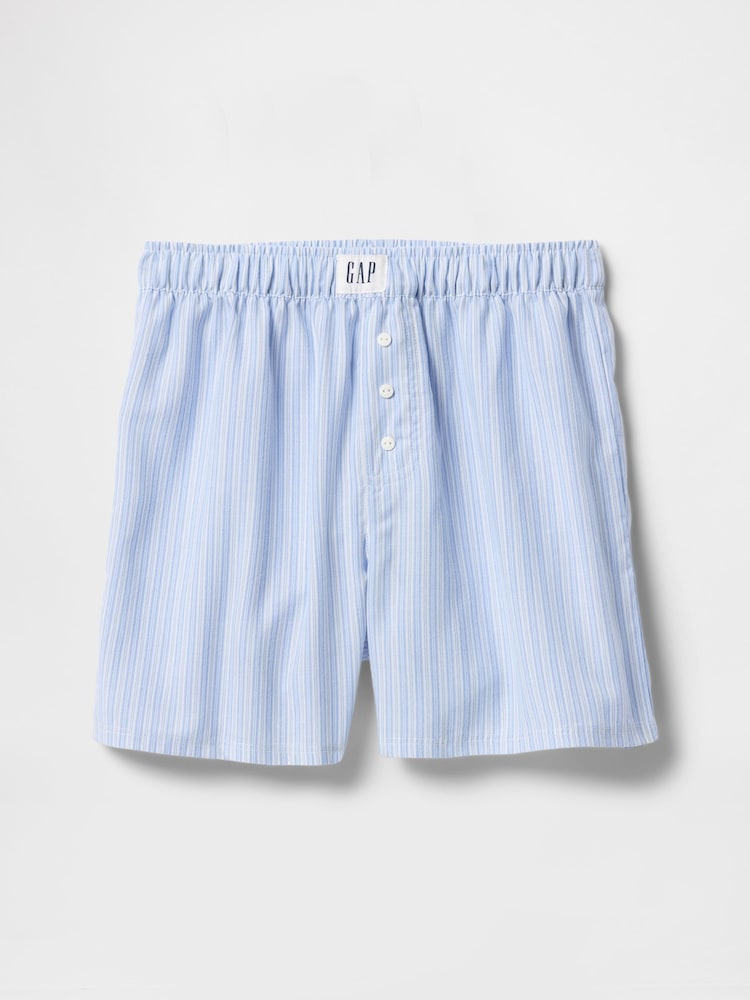 Gap Blue Pinstripe Print Pyjama Boxer Shorts (4-13yrs) - Image 1 of 3