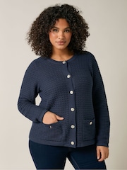 Evans Blue Button Detail Cardigan - Image 1 of 5