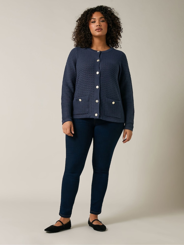 Evans Blue Button Detail Cardigan - Image 2 of 5