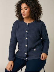 Evans Blue Button Detail Cardigan - Image 4 of 5