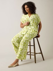 Evans Green Wide Leg Printed Trousers - Image 1 of 3
