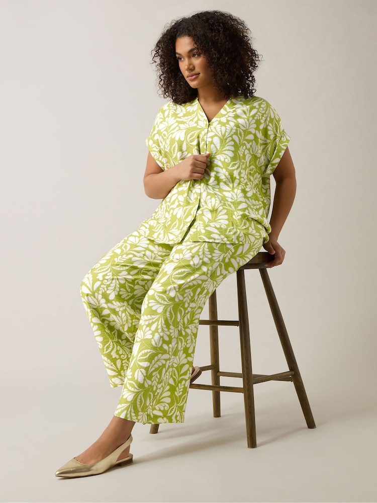 Evans Green Wide Leg Printed Trousers - Image 1 of 3