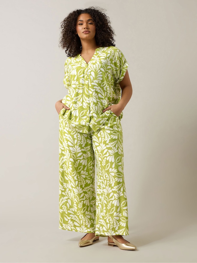 Evans Green Wide Leg Printed Trousers - Image 3 of 3 Evans Green Wide Leg Printed Trousers - Image 3 of 3