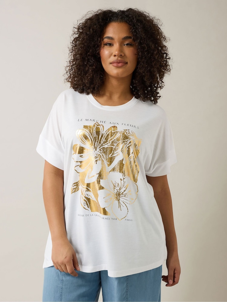 Evans Foil Print Jersey T-Shirt - Image 1 of 6