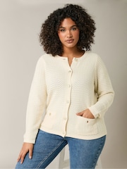 Evans Blue Button Detail Cardigan - Image 1 of 5