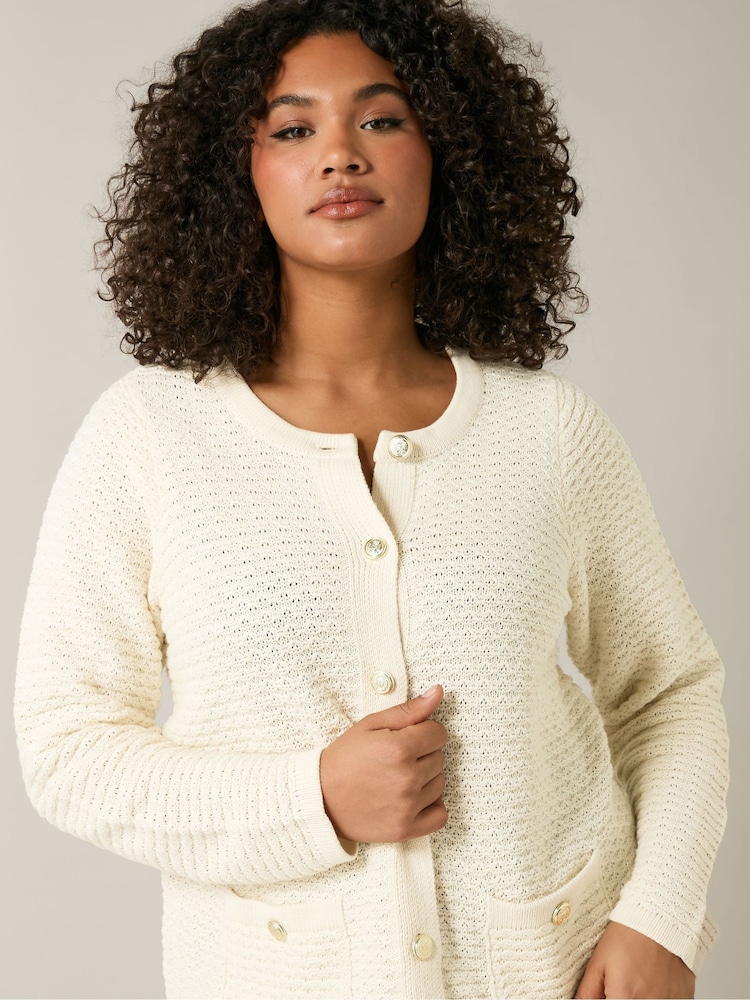 Evans Blue Button Detail Cardigan - Image 4 of 5