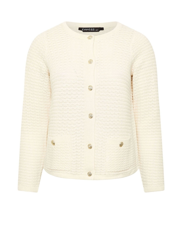 Evans Blue Button Detail Cardigan - Image 5 of 5