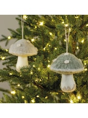 Decoris Set of 2 Felt Mushroom Christmas Tree Decoration - Bild 2 von 3