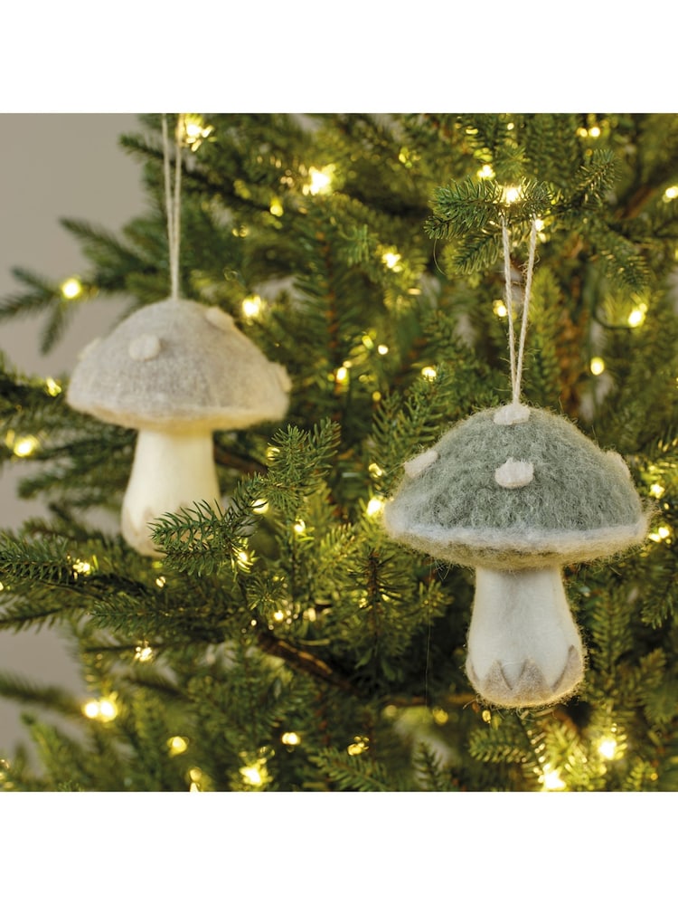 Decoris Set of 2 Felt Mushroom Christmas Tree Decoration - Bild 2 von 3