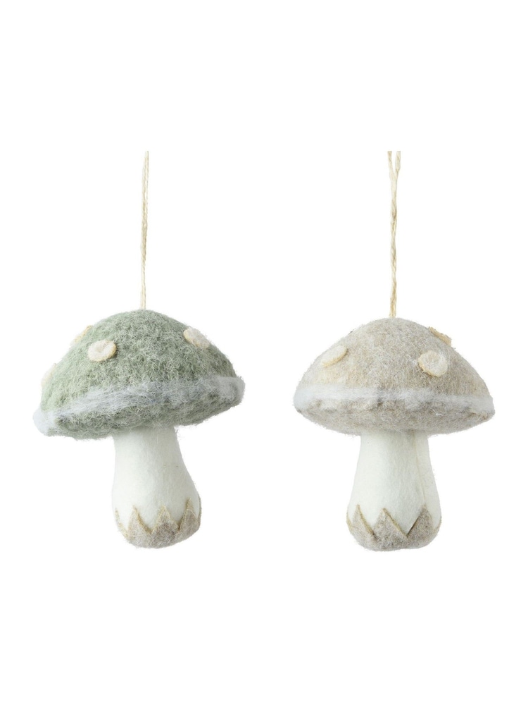 Decoris Set of 2 Felt Mushroom Christmas Tree Decoration - Bild 3 von 3