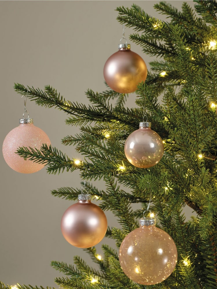 Decoris Pink Pack of 21 Glass Christmas Baubles - Image 1 of 3