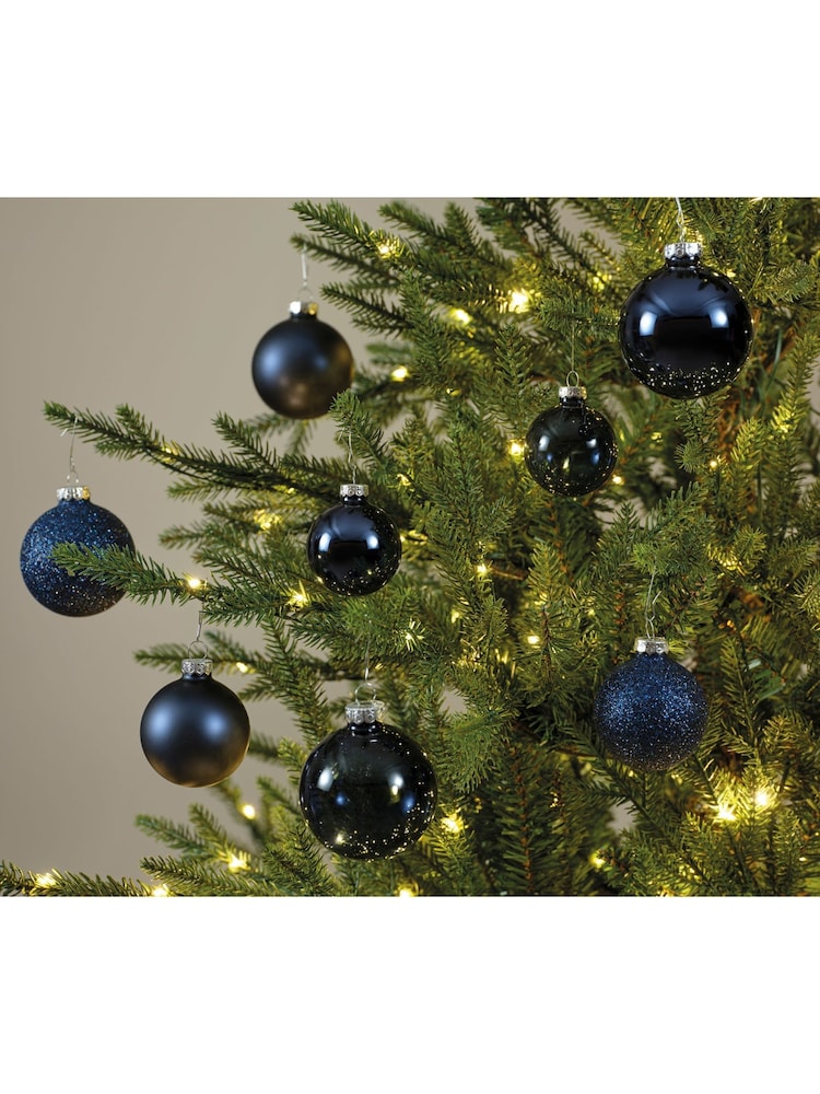 Decoris Blue Pack of 21 Glass Christmas Baubles - Image 2 of 3 Decoris Blue Pack of 21 Glass Christmas Baubles - Image 2 of 3