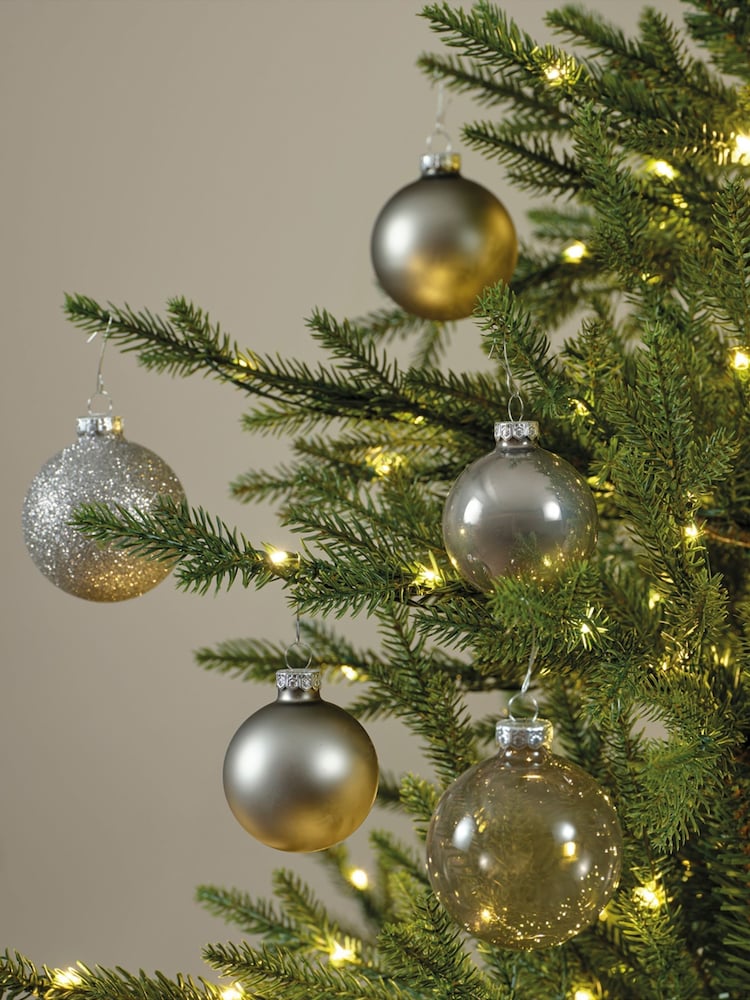 Decoris Grey Pack of 21 Glass Christmas Baubles - Image 1 of 3 Decoris Grey Pack of 21 Glass Christmas Baubles - Image 1 of 3