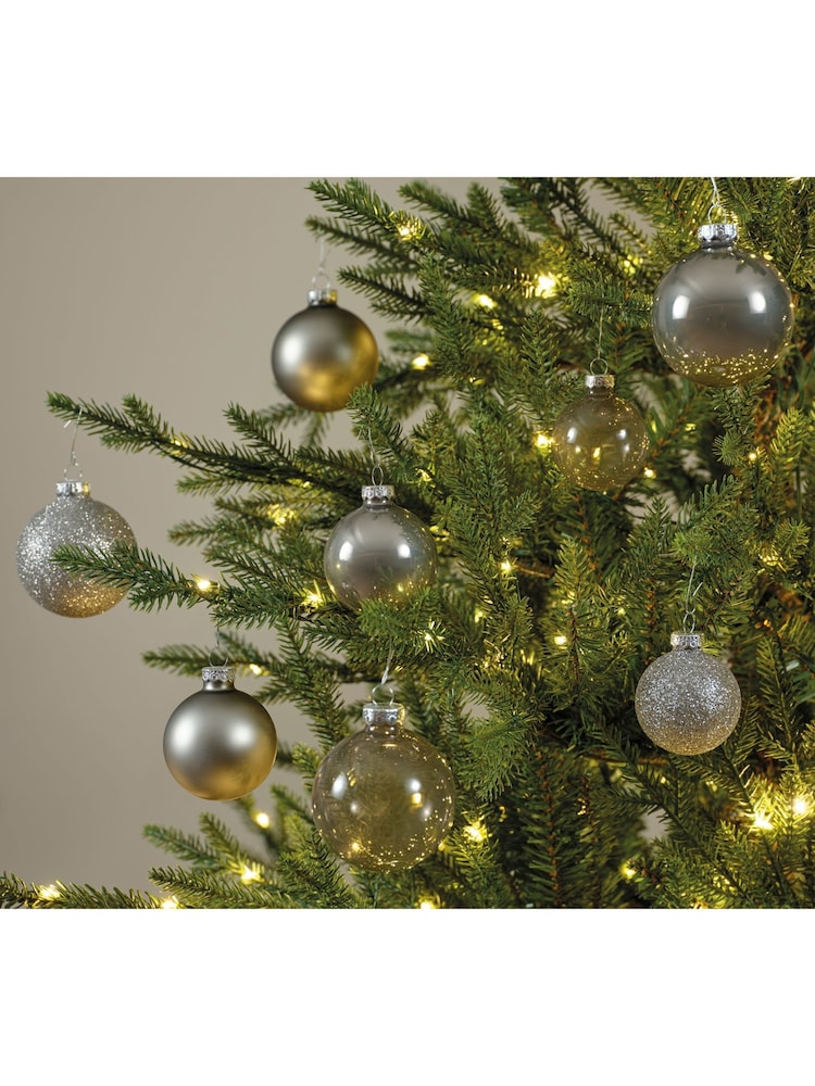 Decoris Grey Pack of 21 Glass Christmas Baubles - Image 2 of 3 Decoris Grey Pack of 21 Glass Christmas Baubles - Image 2 of 3