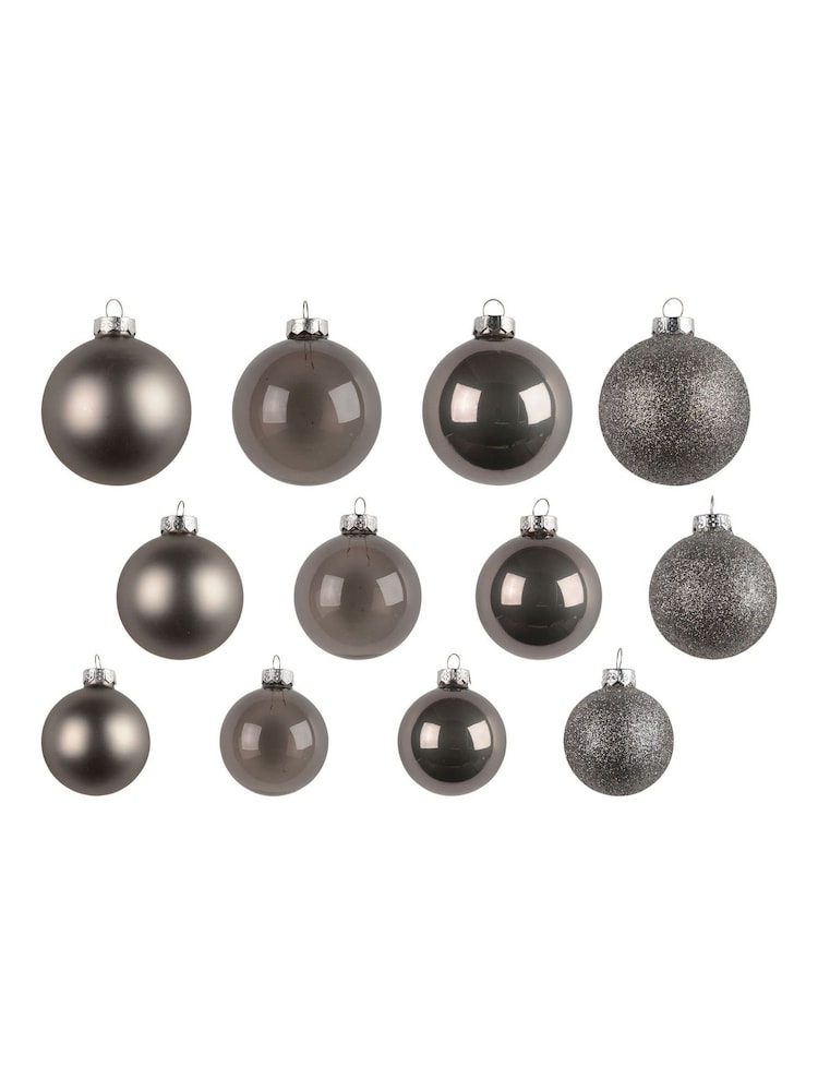 Decoris Grey Pack of 21 Glass Christmas Baubles - Image 3 of 3