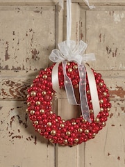 Decoris Red and Gold Tone 33cm Shatterproof Mini Bauble Christmas Wreath - Image 1 of 3