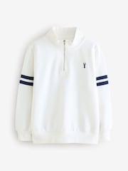 White/Blue Quarter Zip Sweat Top - Image 1 of 1