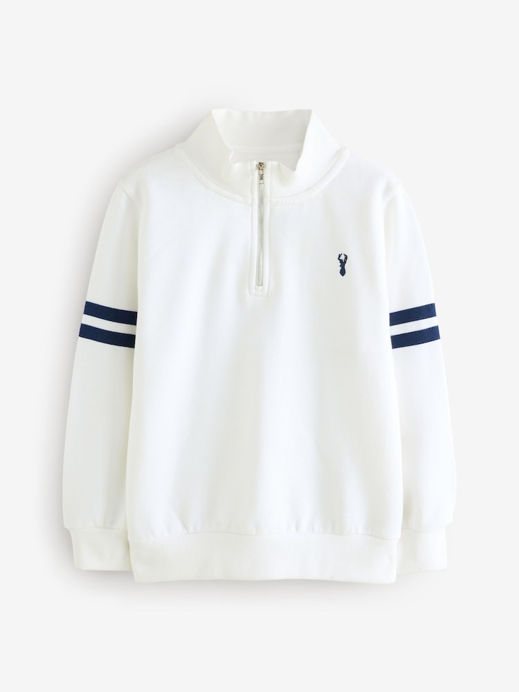 White/Blue Quarter Zip Sweat Top - Image 1 of 1