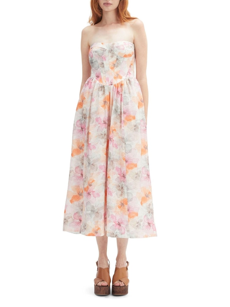 Bardot Orange Lola Corset Midi Dress - Image 1 of 4