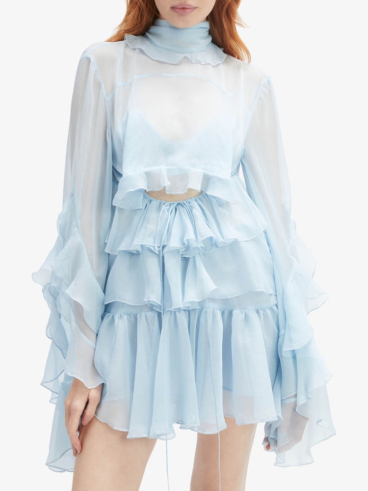 anyssa ruffle mini dress in softblue Anyssa Ruffle Dress: Effortless Summer Elegance