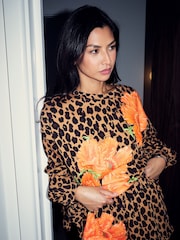 Never Fully Dressed Leopard Print Poppy Cotton Sweatshirt - Image 2 of 4