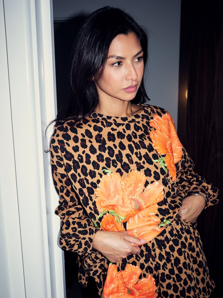 Never Fully Dressed Leopard Print Poppy Cotton Sweatshirt - Image 2 of 4