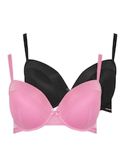 Yours Curve Pink Mesh Padded Plunge Bras 2 Pack - Image 6 of 9