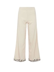 PixieGirl Petite Natural Embroidered Hem Wide Leg Trousers - Image 6 of 6
