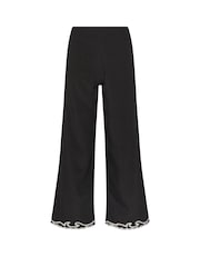 שחור - PixieGirl Petite Embroidered Hem Wide Leg Trousers - תמונה 6 מתוך 6