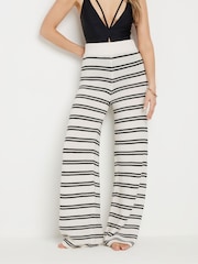 Long Tall Sally Black Stripe Wide Leg Knitted Trousers - Image 2 of 5