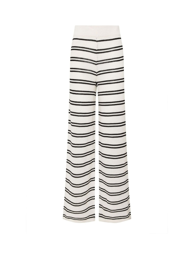 Long Tall Sally Black Stripe Wide Leg Knitted Trousers - Image 5 of 5