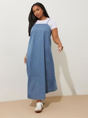 Yours Curve Blue Strappy Maxi 100% Cotton Dress - Image 3 of 6