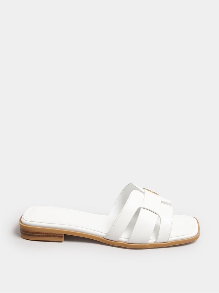 Yours Curve White Extra-Wide Fit Cut Out Mules - Image 1 of 3