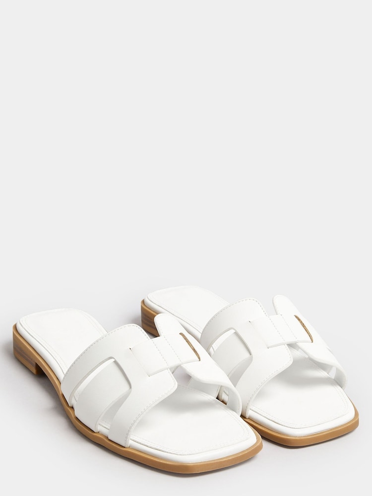 Yours Curve White Extra-Wide Fit Cut Out Mules - Image 3 of 3