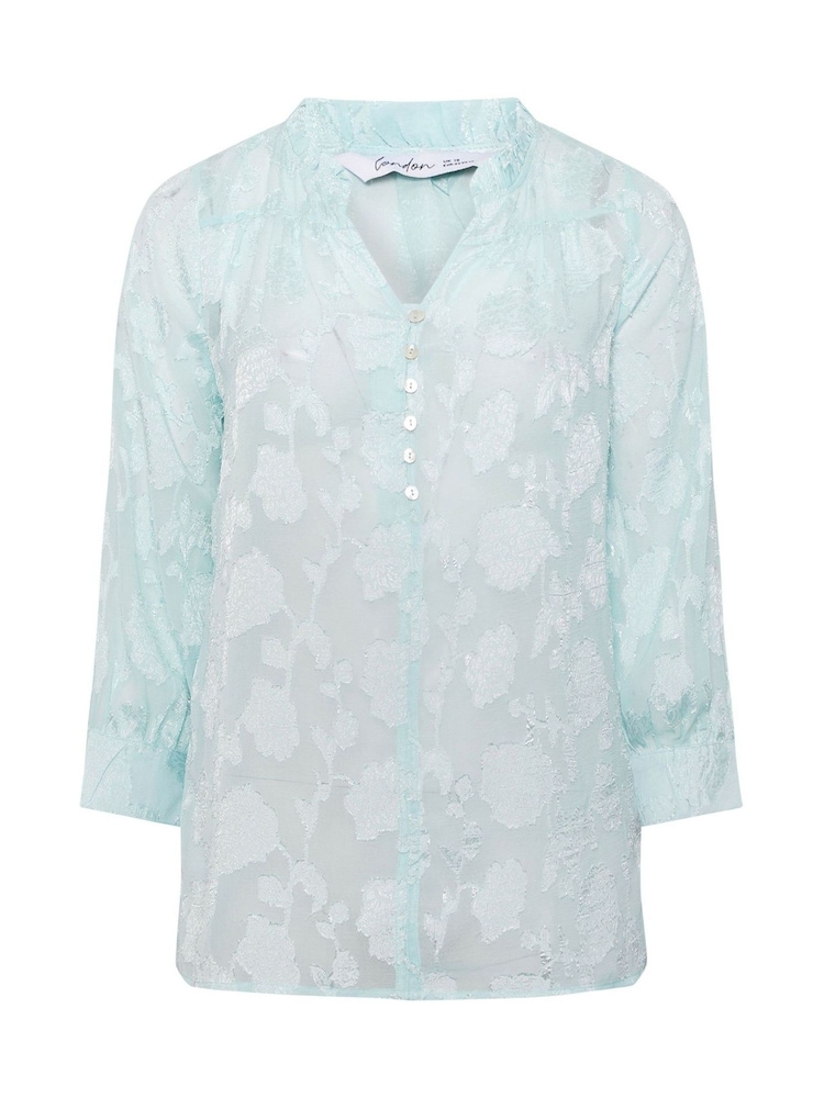 Yours Curve Blue London Jacquard Burn Out Blouse - Image 5 of 5