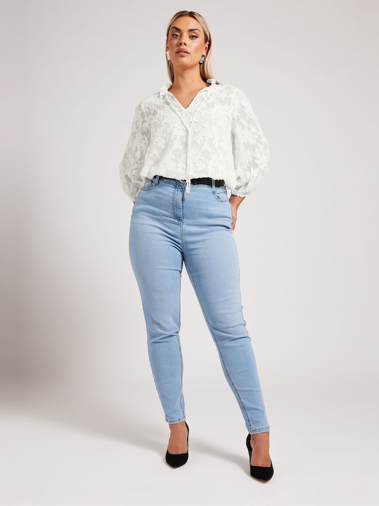 Yours Curve White London Burn Out Pie Crust Blouses - Image 2 of 5