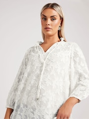 Yours Curve White London Burn Out Pie Crust Blouses - Image 4 of 5