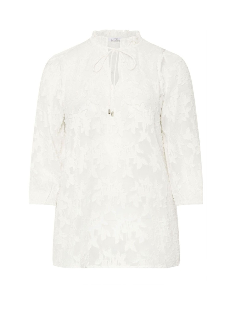 Yours Curve White London Burn Out Pie Crust Blouses - Image 5 of 5