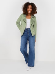 M&Co Green Suede Biker Jacket - Image 2 of 5