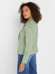 M&Co Green Suede Biker Jacket - Image 3 of 5