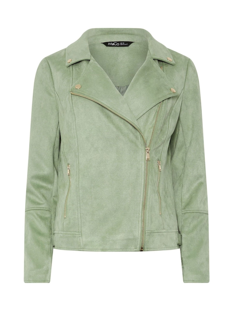 M&Co Green Suede Biker Jacket - Image 5 of 5