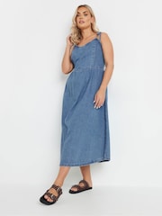 Yours Curve Blue Ballerina 100% Cotton Dress - Image 1 of 5