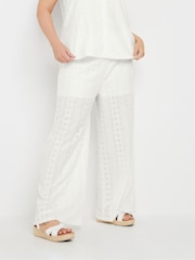 Yours Curve White Broderie Trousers - Image 1 of 9