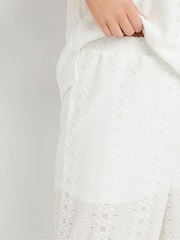 Yours Curve White Broderie Trousers - Image 4 of 9