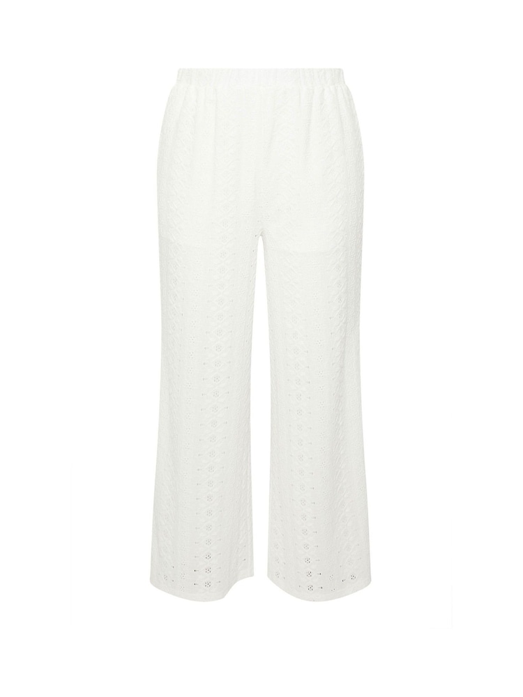 Yours Curve White Broderie Trousers - Image 9 of 9