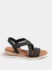 Yours Curve Black Extra Wide Fit Wide Fit Flexi Comfort Sandals - Image 1 of 5