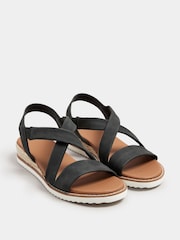 Yours Curve Black Extra Wide Fit Wide Fit Flexi Comfort Sandals - Image 2 of 5