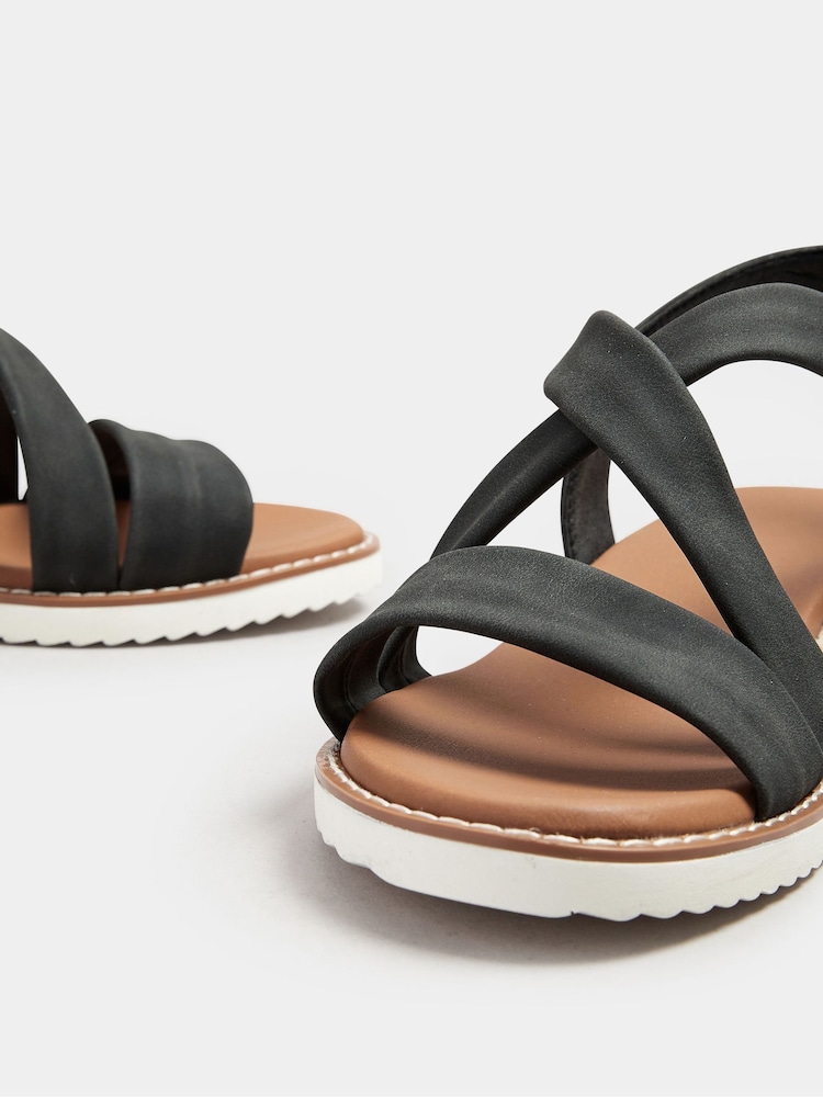 Yours Curve Black Extra Wide Fit Wide Fit Flexi Comfort Sandals - Image 3 of 5
