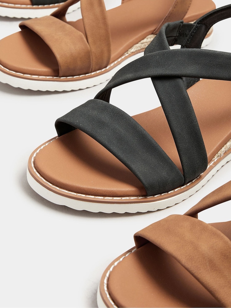 Yours Curve Black Extra Wide Fit Wide Fit Flexi Comfort Sandals - Image 4 of 5