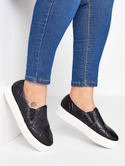 Yours Curve Extra-Wide Fit Quilted Slip on Trainers - Image 1 of 5
